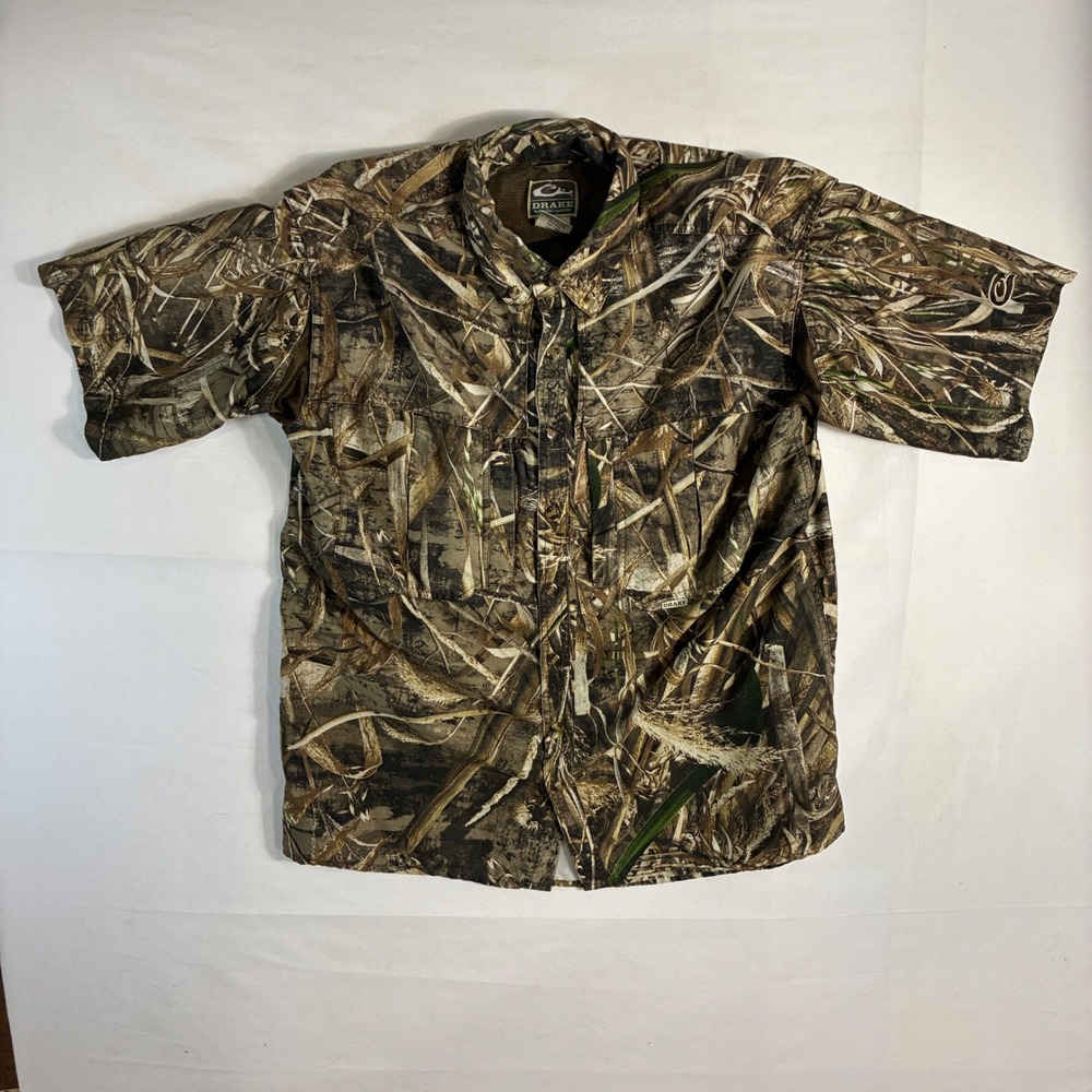 Drake Waterfowl Systems‎ Shirt Mens Medium Realtree Max-5 Camo Hunting Outdoors